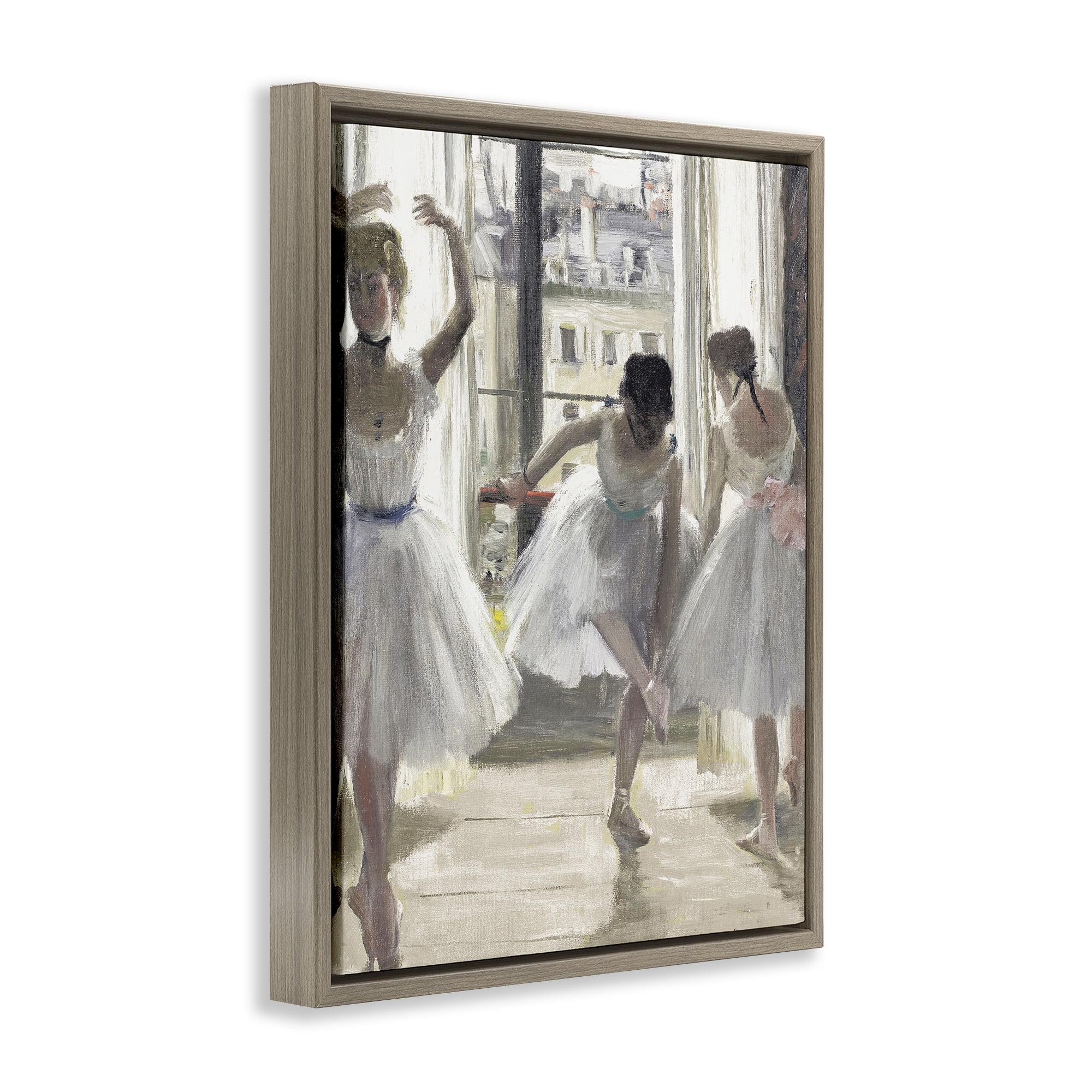 Stupell Industries Ballet Class In Practice Brown Framed Floater Canvas Wall Art, design by Leah Straatsma
