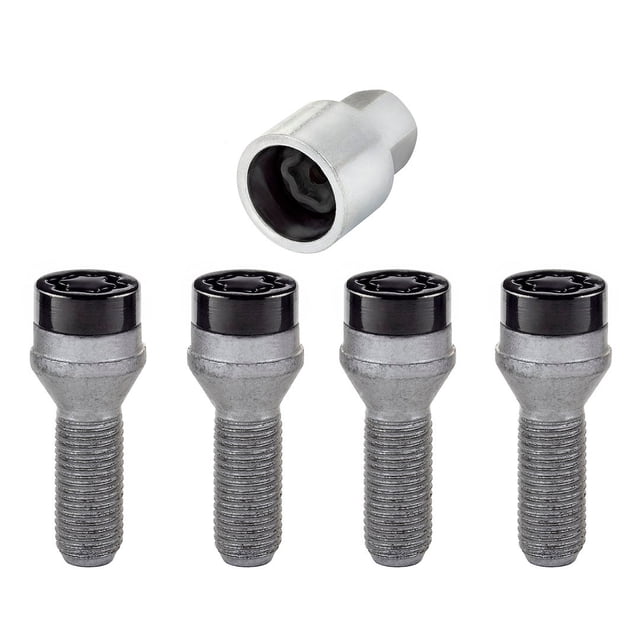 Mcgard 27305 Black Bolt Style Cone Seat Wheel Lock Set, 4 Locks / 1 Key
