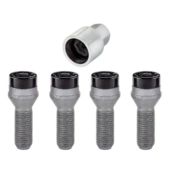 Mcgard 27305 Black Bolt Style Cone Seat Wheel Lock Set, 4 Locks / 1 Key