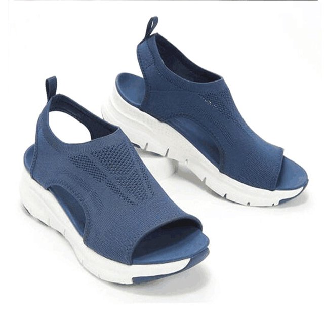 Sandalias de playa de suela gruesa para mujer, sandalias suaves y anchas con parte superior de cuero para ir de compras, conducir y caminar