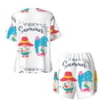 thumbnail image 5 of Lsque Gnomes Summer Women's Short-Sleeved Pajama Set - 2 Piece Soft and Lightweight Sleepwear Set-, 5 of 9