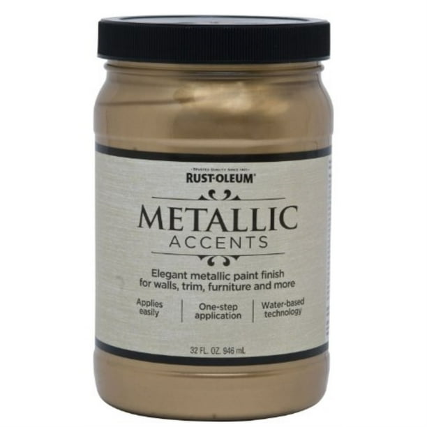 rust oleum 253537 metallic  accents  paint quart soft gold  