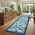 thumbnail image 2 of Hasoo Washable Runner Rug 2'x 6' Tiger Rug Tropical Jungle Plant Runners Non Slip Carpet for Hallway Kitchen Entryway, Blue, 2 of 5