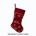 thumbnail image 3 of Yhmxh Velvet Christmas Stocking, 19 Inch Large Xmas Stocking with Golden Snowflake Embroidery & Merry Christmas Lettering, Hanging Plush Cuff Stocking for Fireplace Mantel Christmas Home Decor, 3 of 6