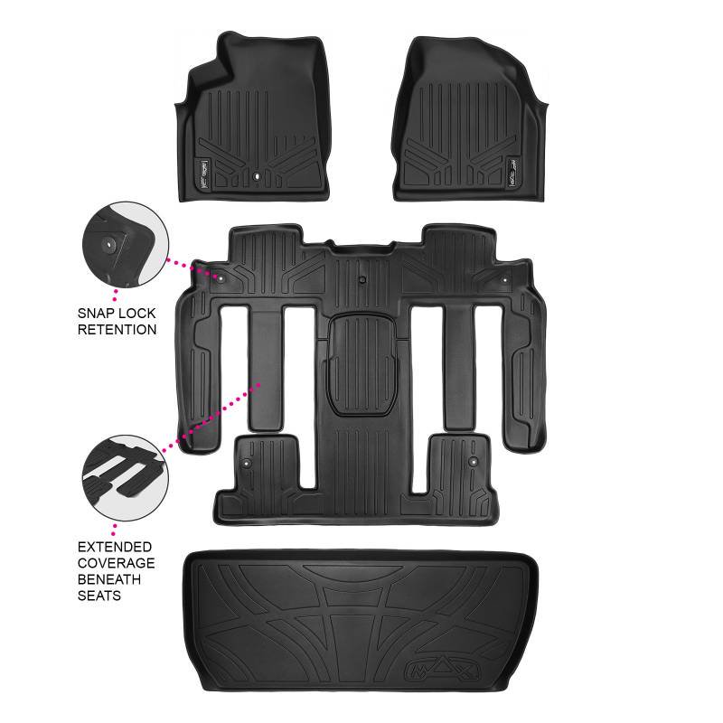 Maxliner 2008 Buick Enclave Floor Mats 3 Row Set Maxtray Cargo Liner