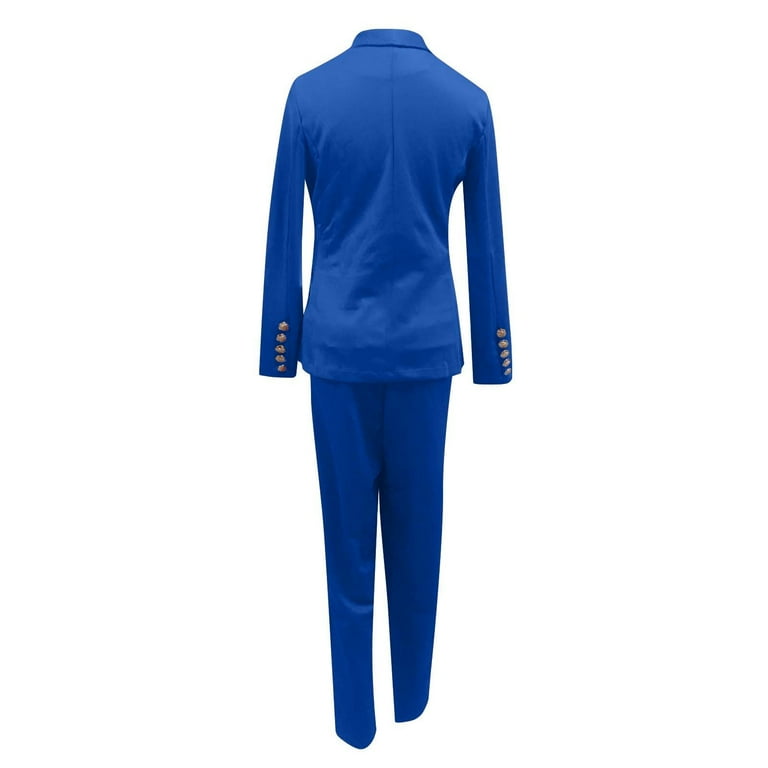 スーツ PAROSH Women Suit Jackets D420220PANTY23012 Blue Scyoekwg Womens Suits Blazer and Pants Business Office Work