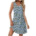 thumbnail image 2 of Weiqiqre Women Dresses Casual Trendy Floral Print V Neck Sleeveless Tank Dress Loose Beach Vacation Mini Vest Dress, 2 of 7