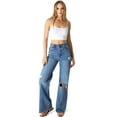 thumbnail image 5 of Vibrant MIU Womens Juniors High Rise Wide Leg Flare Jeans  (Medium Denim, 1), 5 of 5