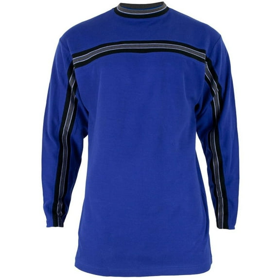 Royal Blue Striped Collar Adult Crew Sweatshirt - Large