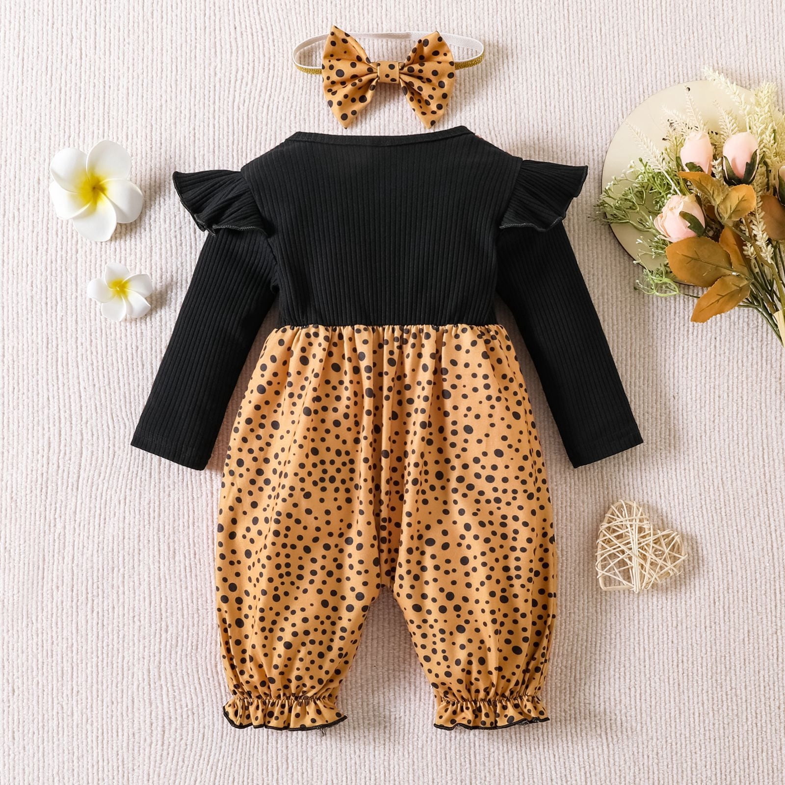 Karoyedx Baby Girl Romper Infant Girl Clothes Newborn Baby Girl Clothes Fall Winter Outfits Infant Jumpsuit Letter Print Romper Coming Home Outfit Gray Size,3-6 Months