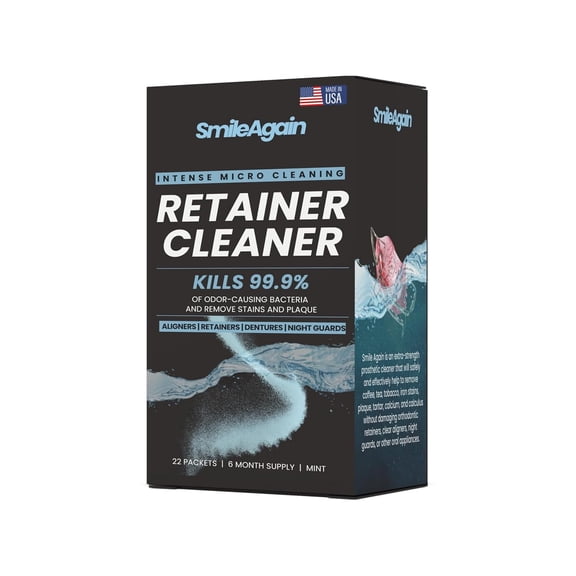 Smile Again Cleaner for clear aligners, orthodontic retainers, night guards, dentures and sport mouth gaurds