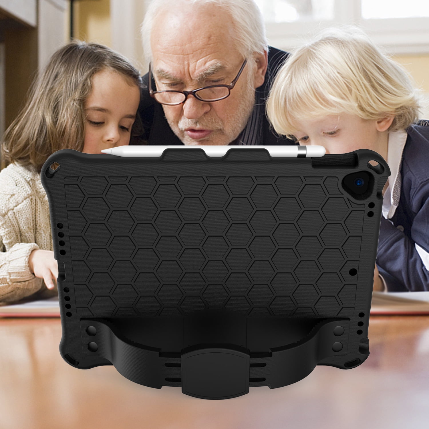 iPad 9th 8th 7th Generation Cases with Screen Protector, iPad 10.2" 2021 2002 2019 Case, Allytech Heavy Duty Shockproof Protective Covers with Stand /Hand Strap/ Should Belt /Pencil Holder,Black