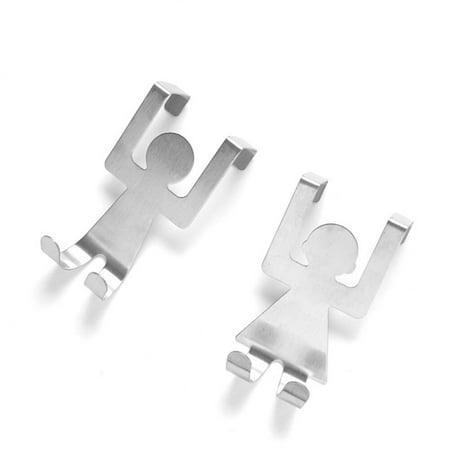 

4 Pcs Cartoon Humanoid Door Back Hooks Creative Seamless Nail-free Door Rack Cabinet Storage Hooks (Silver)
