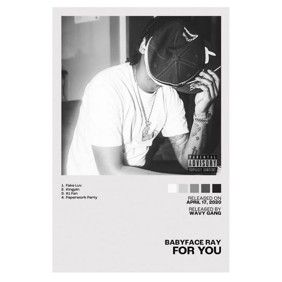 Babyface Ray For You Album Cover Music Poster Rap Home Decor For Living Room Hip-Hop Aesthetic Rapper Album Wall Art Records Poster Wall Decor For Bedroom