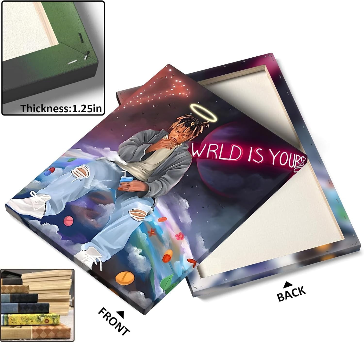 P&L Art Juice Wrld Canvas Wall Art, Rapper Singer Album Cover and Poster Framed Print Art, Aesthetic Canvas Wall Art for Bedroom or Living Room Wall Decor Gift 24x30inch