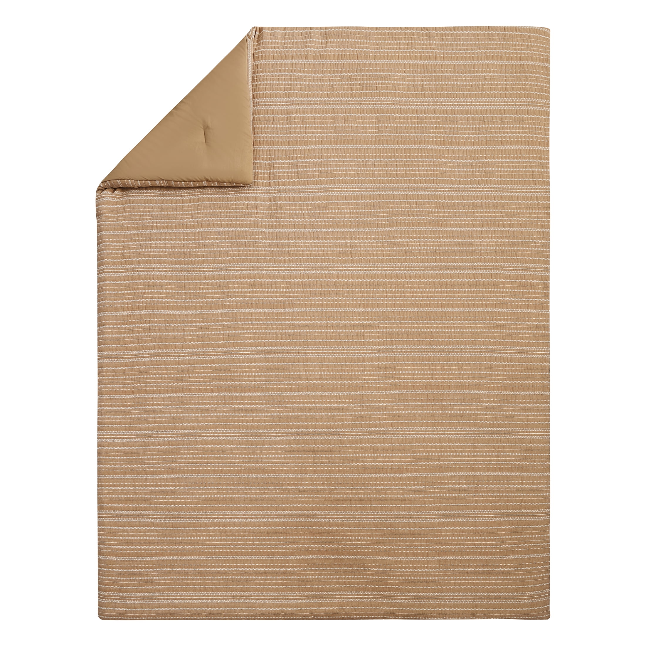 Better Homes & Gardens Crafted Woven 2-Piece Comforter Set, Dark Camel, T/TXL, All Ages
