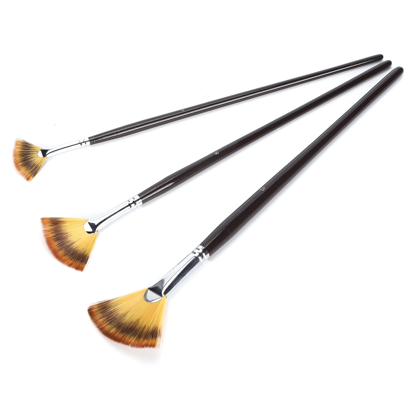 Fan Blender Brush, Sturdy Paint Brush Set 3pcs With Wooden Handle For