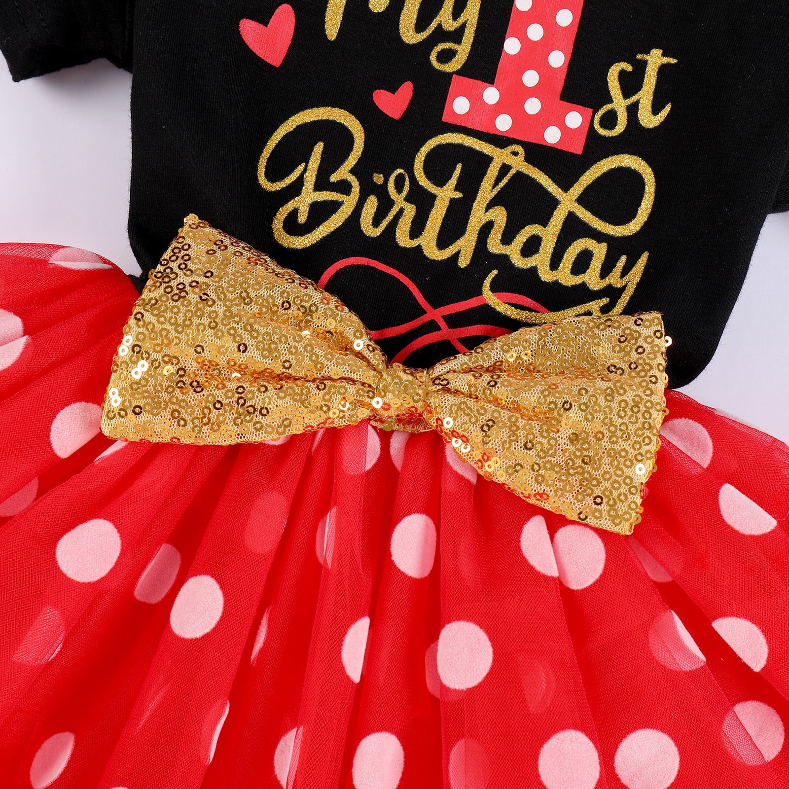 IBTOM CASTLE Baby Girls 1st 2nd Birthday Clothes Mouse Polka Dots One Sequin Tutu Princess Dress Cake Smash