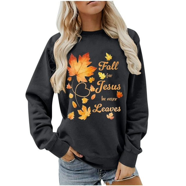 YABCSAZ Vente de Liquidation Vêtements pour Femmes! Chandail en Molleton Décontracté Sportif à Manches Longues à Col Rond Imprimé Feuilles pour Femmes Hommes Filles Garçons, Cadeaux de Noël!