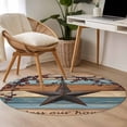 thumbnail image 4 of Round Rugs 3.3Ft, Texas Star Vintage Round Area Rug Washable Indoor Throw Carpet, Berry Navy Blue Brown Wooden Soft Non Slip Circle Rug for Laundry Room Patio Home Decor Aesthetic, 4 of 8