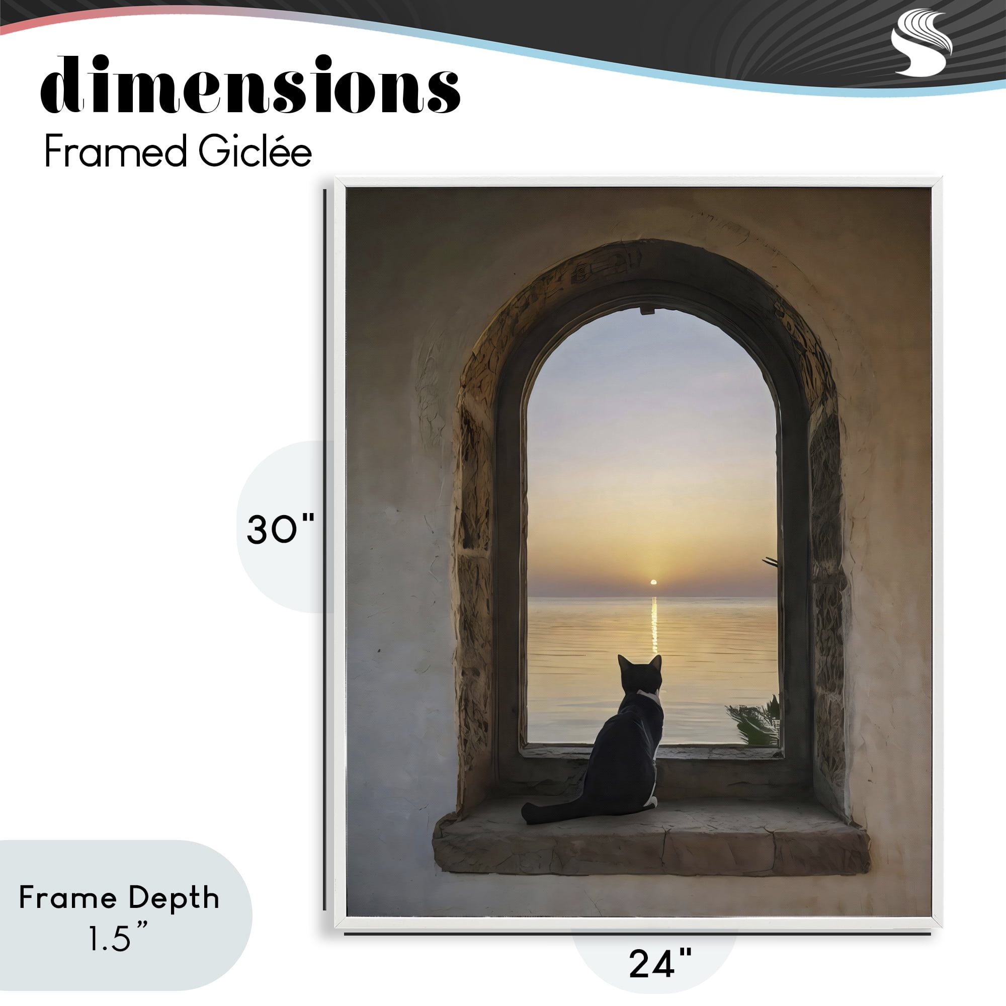 Stupell Industries Cat Overlooking Water at Sunset White Framed Giclee Art, design by Creative Studio