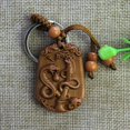 thumbnail image 4 of Llavero chino de caoba de mascota étnica, llavero de coche de madera con grabado del zodiaco 12, Animal creativo, caballo, dragón, serpiente, perro, 4 of 4