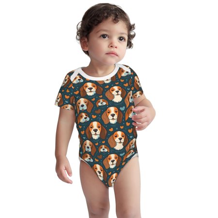 

Haiem Cute Puppy Printed Unisex-Baby Short Sleeve Onesies Bodysuits Unisex Babies Snap-Up Rompers-3 Months