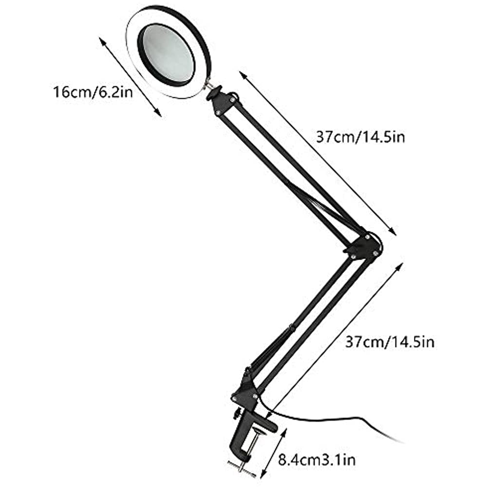 Ultra Reach Magnifier LED Desk Lamp, Black