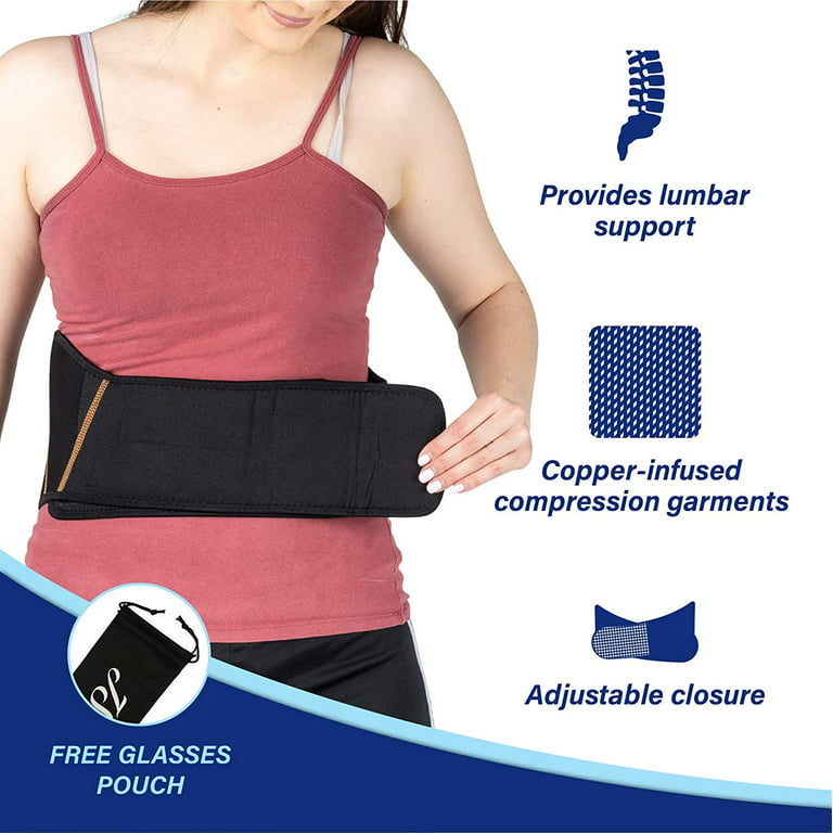 Back Brace Copper Compression Back Support for Men & Women Copper Infused  Back Wrap Free eyeglass pouch (Large Waist 39-50)