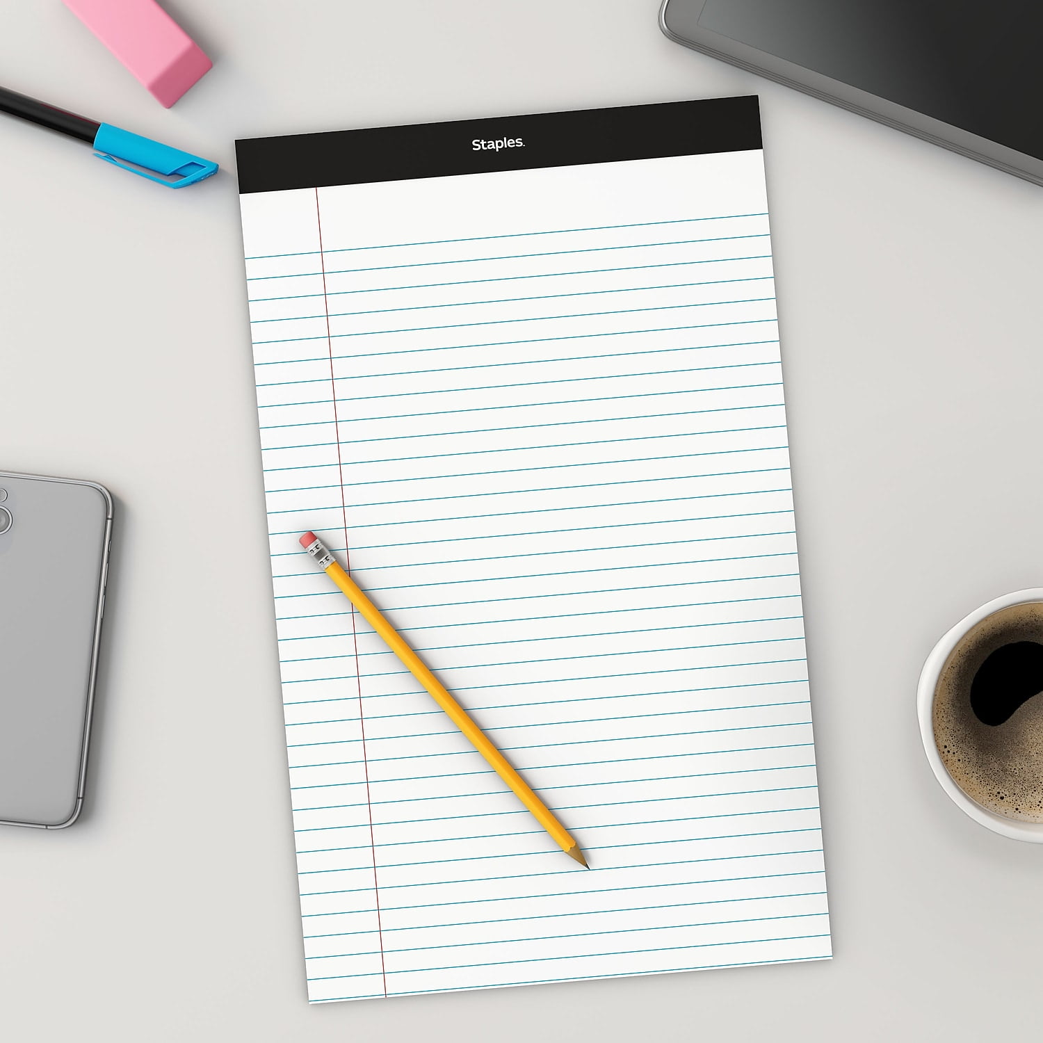 Staples Notepads 8.5" x 14" Wide White 50 Sh/Pad 12 Pads/PK (51297/26786) TR57342/26786