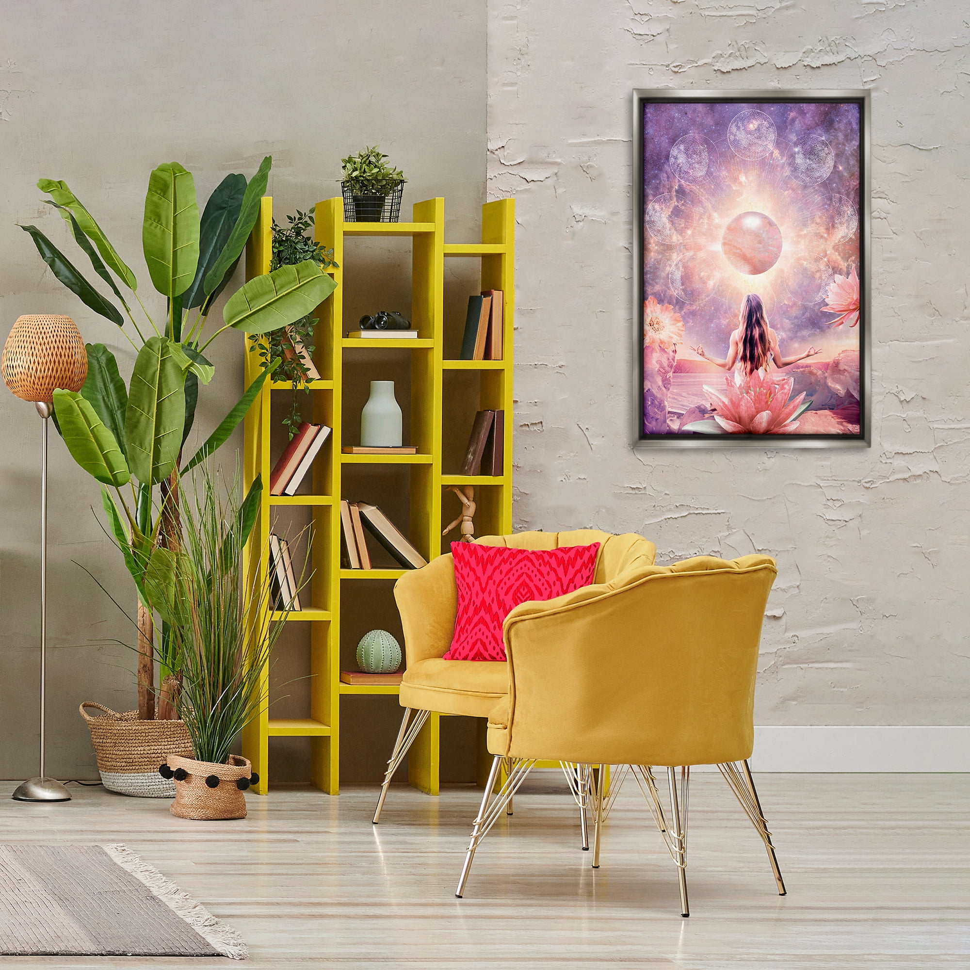 Stupell Industries Mindfulness & Moon Phases Astrology & Stars Painting Gray Floater Framed Canvas Art Print Wall Art, 21 x 31
