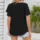 thumbnail image 4 of Camisetas de manga corta con cuello en V para mujer, camisetas informales plisadas de Color puro a la moda para mujer, camisetas de verano para viajes diarios, oficina, negro L, 4 of 6