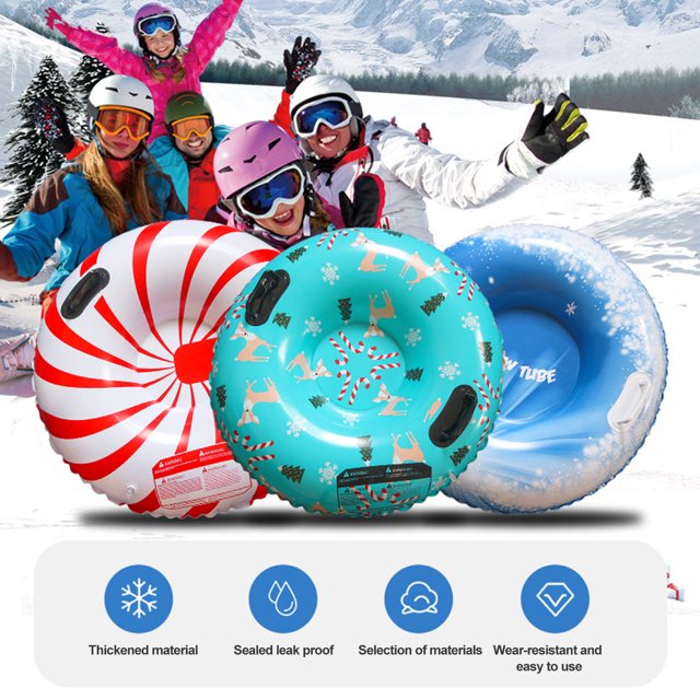 LJNYFDC Fade-resistant Printed Ski Circle Ski Circle with Thickened Base Shockproof Colorfast Inflatable Leakproof and Wear resistant Snowflake Print Cold Resistant and Heavy Duty