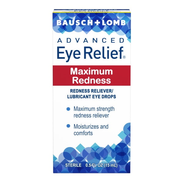 6 Pack - Advanced Eye Relief Maximum Redness, Redness Reliever Lubricant Eye Drops from Bausch & Lomb, for Dry Eyes & Redness Relief, 0.5 Fl Oz (15 mL)