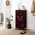 thumbnail image 6 of Gothic Dresser for Bedroom with 4 Storage Drawers Vibrant Red Butterfly Floral Details Gemstone Embellishments Dressers Chest of Drawers Steel Framed Fabric Closet Organizers for Dorm Entryway, 6 of 8