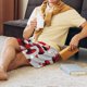 thumbnail image 5 of Balery Buffalo Plaid Love And Gnome Pantalones cortos de pijama de punto de algodón para hombre con cinturilla y bolsillos-Small, 5 of 6