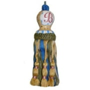 Initial E Hand Painted Tassel - Blue/Yellow - 8in. Long