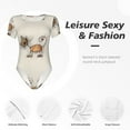 thumbnail image 6 of Daiia Brown Cat Cartoon print Women's Crew Neck Short Sleeve Bodysuit Fashion Tops Fit Casual Basic Extender Bodysuit-XX-Large, 6 of 9