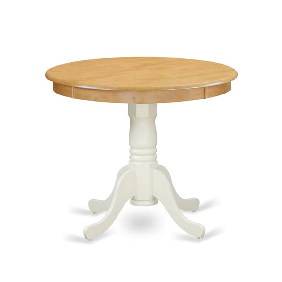 Pemberly Row Antique 36" Round Wood Dining Table in Oak/White