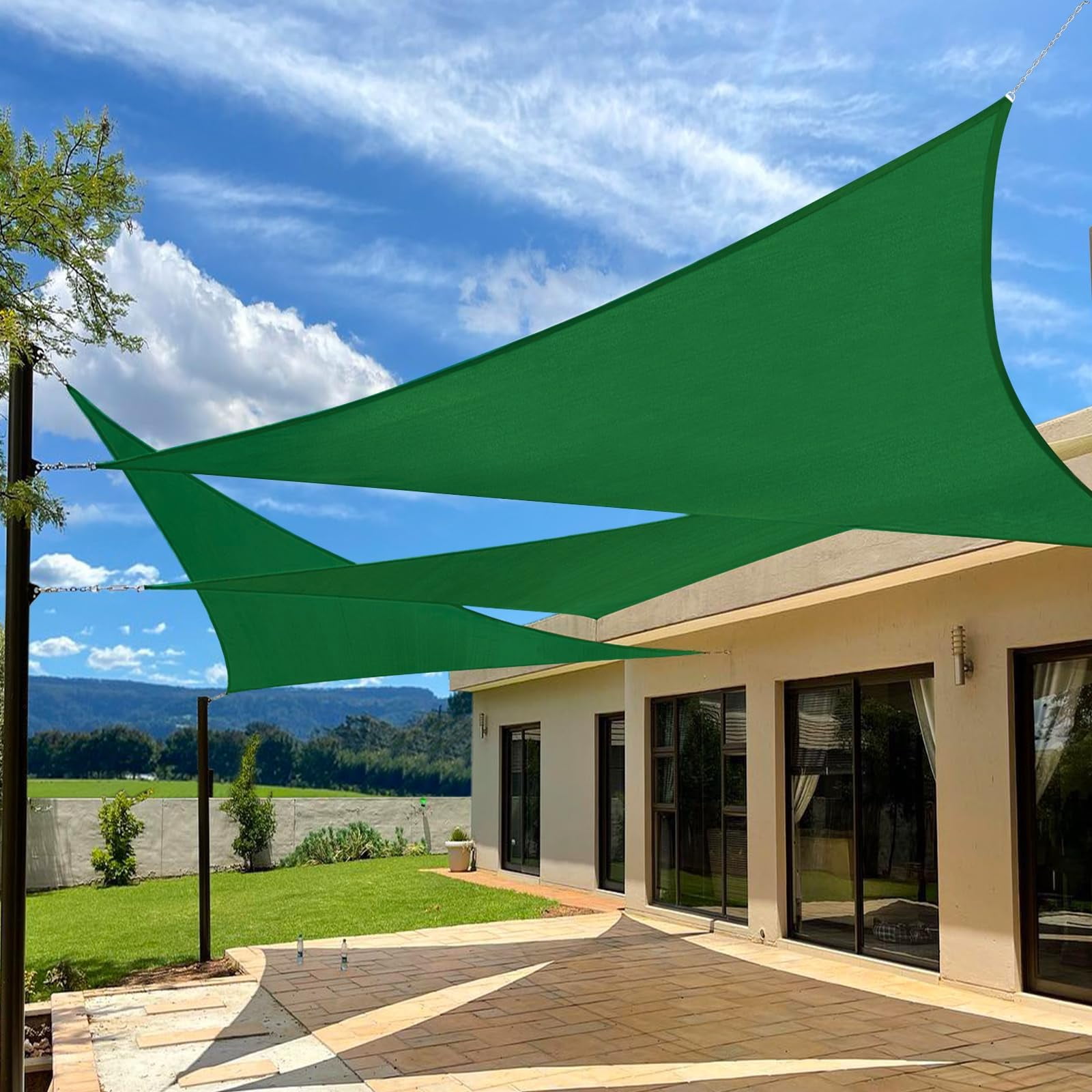 12'X12'X12' HDPE Sunshade Sail, Dark Green