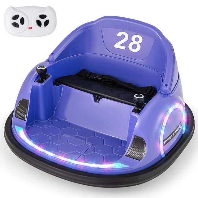 Costway 12V Electric 360° Spin Car Toy Ride on Bumper Car for Toddlers with Remote Control Purple