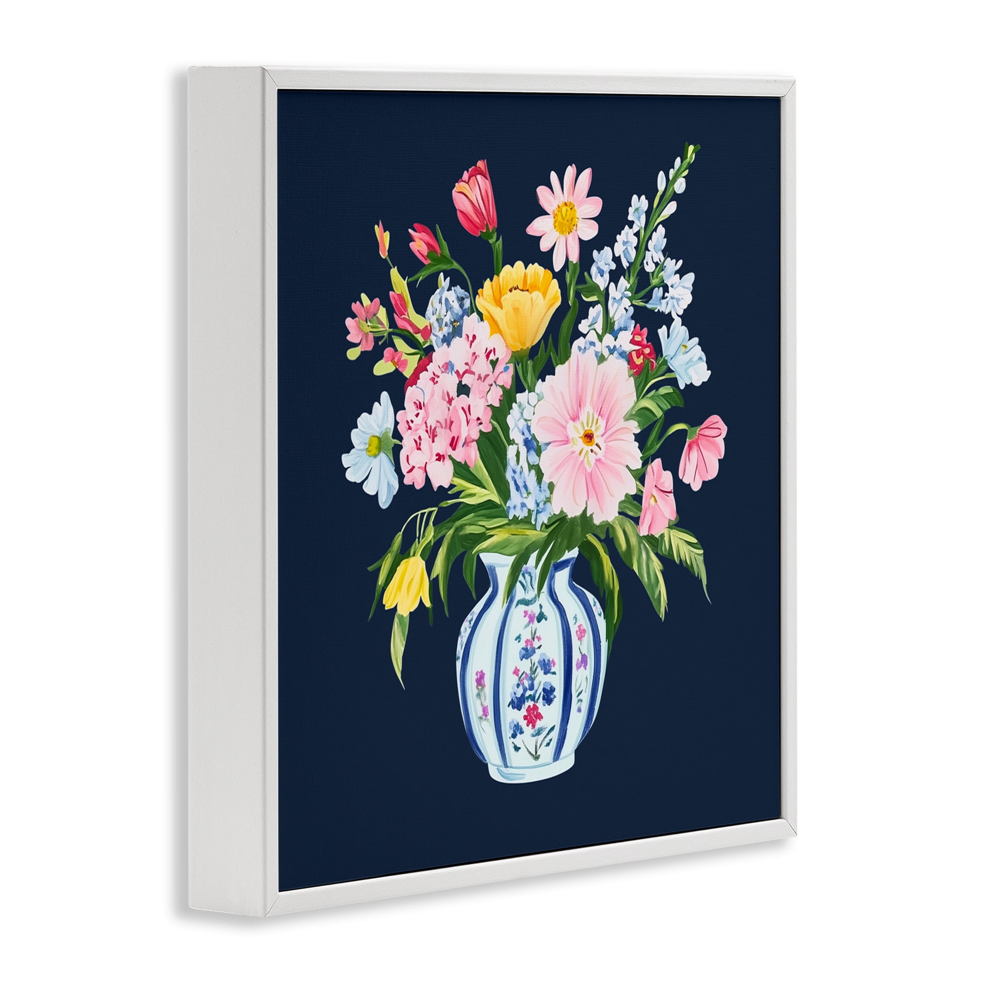 Spring Elegance Chinoiserie Vase White Framed Giclee Art, design by Yen
