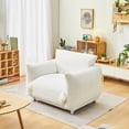 thumbnail image 3 of Oversize Accent Chairs for Living Room,Lambswool Upholstered Reading Armchair,Mid Century Modern Arm Chair Single Sofa Chair,Single Sofa Chair for Living Room Bedroom Playroom,Beige, 3 of 7