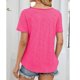 thumbnail image 3 of Top de Manga Corta de Cuello en V de Color Sólido de las Mujeres con Bolsillo, Blusa Casual de Poliéster Ligero, 3 of 8