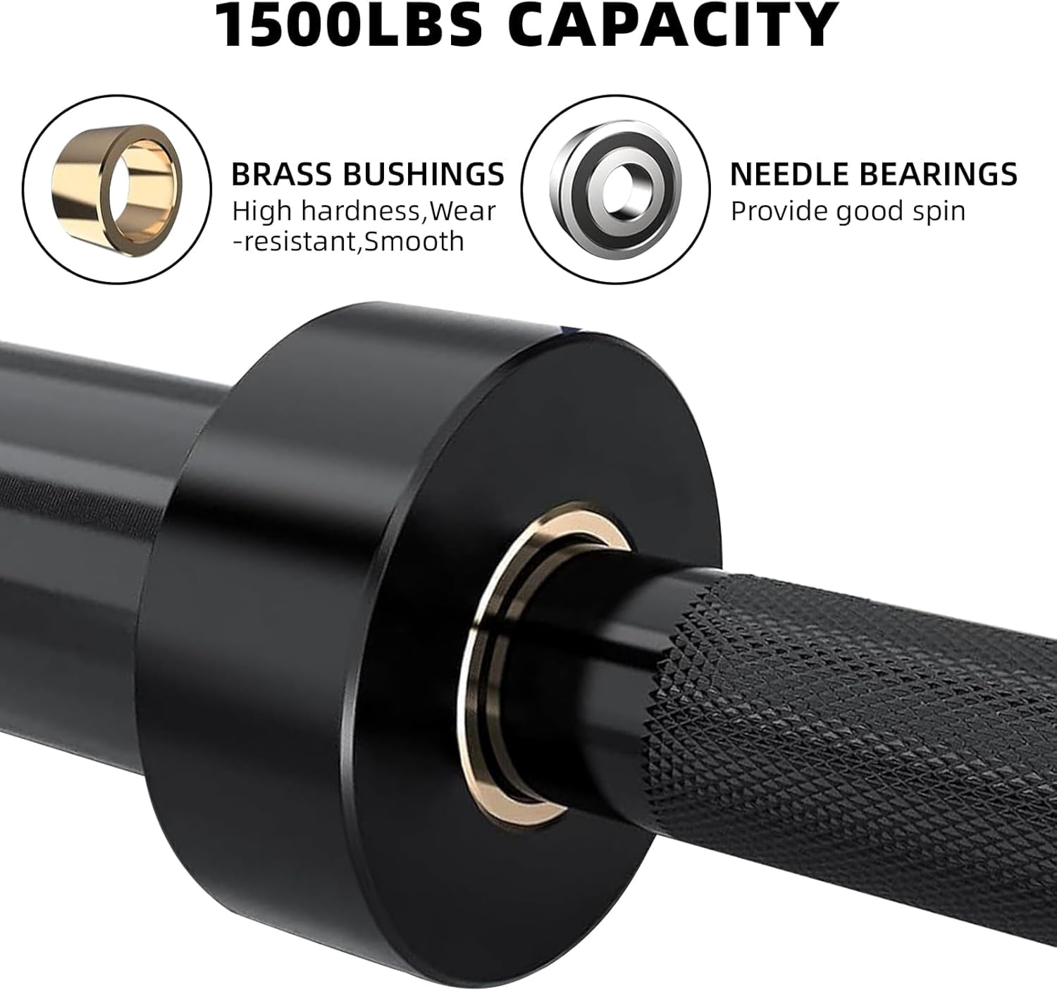 Alloy Steel Weightlifting Bar Knurled Grip Smooth Rotation Home Gym Strength Training Bar