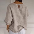 thumbnail image 7 of Summer Sales Womens Summer Tops Cute Lightweight Cotton‑Linen 3/4 Sleeve Summer Casual Blouse Oversized Tshirts for Women Under 12$, 7 of 7