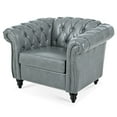 thumbnail image 3 of Chesterfield Faux Leather Sofa, 1 Seater Upholstered Tufted Single Couch with Removable Cushions Rubber Wood Legs for Living Room Bedroom Apartment, 3 of 14