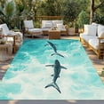 thumbnail image 3 of Fsddascl Ocean Shark Outdoor Rug for Patio/Deck/Porch, Non-Slip Large Area Rug 4 x 6 Ft, Teal Green Wave Summer Beach Coastal Indoor Outdoor Rugs Washable Area Rugs, Reversible Camping Rug Carpet, 3 of 5