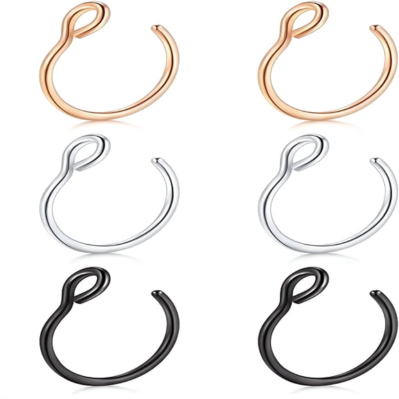 DESIGNICE Magnetic Fake Nose Piercing C-Shaped Nose Hoops Stainless Steel Septum Ring Non-Allergenic Faux Nose Jewelry