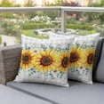 thumbnail image 3 of Sunflower Flowers Outdoor Pillow Covers Pack of 2 Yellow Floral Eucalyptus Leaves Gray Plaid Waterproof Throw Pillow Covers Decorative Cushion Cases for Patio Garden Tent Balcony Couch 24x24 inch, 3 of 9
